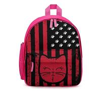 American Cat Pawprint Flag Travel Backpack 13" Laptop Backpack Work Bag Daypack Pink-style