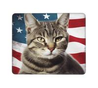 American Cat Usa Flag Mouse Pad with Stitched Edge, Comfortable Mouse Pads with Non-Slip Rubber Base Gaming Mouse Mat Washable Mousepads Computers Laptop Desk Accessories for Office 7.9 x 9.5 in