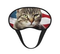 American Cat USA Flag Sleep Mask for Side Sleeper Soft Breathable Sleeping Eye Mask Blackout Silk Eye Sleep Shade Cover with Elastic Strap Night Blindfold for Women Men Travel Nap