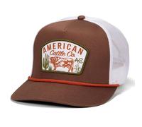 American Cattle Co. Range Grazer Hat - Classic Trucker Cap with Adjustable Snapback, Embroidered Prairie Patch, Breathable Mesh, Mid-Profile Cowboy Style Hat for Men & Women Brown/White
