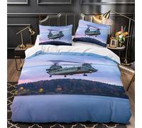 American CH47 Chinook Helicopter Duvet Cover Comforter Covers Quilt Cover 3D Printed Military for Boys Girls with Zipper Closure with Pillow Cases Soft Microfiber Bedding Set 2 Pieces Single（140x200cm
