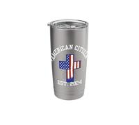 American Citizen Est 2024 US Flag Naturalized Citizen Test Stainless Steel Insulated Tumbler