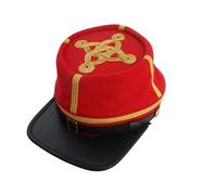 American Civil War Captain Kepi, Artillery Red 100% Wool Cloth with Gold Braid Forage Cap/Hat, Red, S