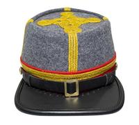 American Civil War Officer General Kepi (CSA) Red Band - Confederate Grey Wool Hat/Cap, Red, Medium