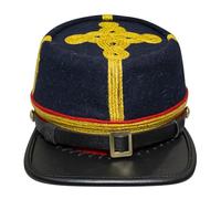 American Civil War Officer General Kepi Red Band - Navy Blue Wool Hat/Cap, Red, Large