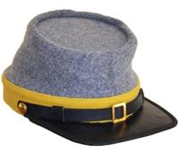 American Civil War Officer Plain Kepi Yellow Band - Confederate Grey Wool Hat/Cap, Grey, M