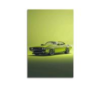 American Classic Car Poster 1970 Challenger Muscle Automotive Artwork Yellow Green Gradient Decorative Canvas Family Bedroom Artwork Picture Painting 12x18inch(30x45cm)