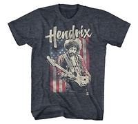 American Classics Men's Jimi Vintaged Flag Hendrix Adult T-Shirt, Navy Heather, S