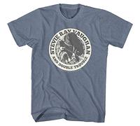 American Classics Stevie Ray Vaughan Guitarist and Double Trouble Stevie Playing Guitar Adult Tee, Blue, XXL