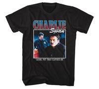 American Classics The Twilight Saga Charlie Swan Adult Black Short Sleeve T Shirt Vampire Movies Graphic Tees, Black, Large