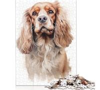 American Cocker Dog Puzzles 500 Pieces Wooden Puzzles for Adults & Teenager Learning Educational Toys 500pcs (52x38cm)