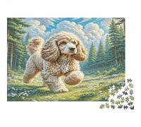 American Cocker Spaniel 1000Pc Jigsaw Puzzle for The Whole - Poodle Running in Meadow Challenging Game for Adults, Women, Men Gifts & Family Fun 52x38cm/1000pcs