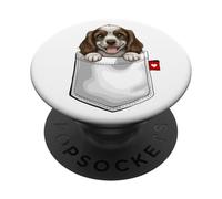 American Cocker Spaniel Dog In Pocket Peeking Cute Puppy Dog PopSockets Adhesive PopGrip
