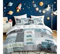 American Collage Duvet Cover King, Tractor Truck Tyre Tracks Comfortable Delicate Touch Luxurious Microfibre Quilt cover with Zipper Closure and Pillowcases, White