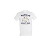 AMERICAN COLLEGE USA T Shirts Manches Courtes Hommes Femmes, Blanc, L