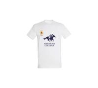 AMERICAN COLLEGE USA T Shirts Manches Courtes Hommes Femmes, Blanc, M