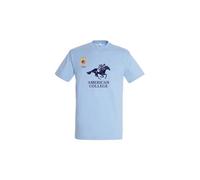 AMERICAN COLLEGE USA T Shirts Manches Courtes Hommes Femmes, Bleu Ciel, L