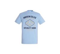 AMERICAN COLLEGE USA T Shirts Manches Courtes Hommes Femmes, Bleu Ciel, M