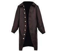 American Colonial Costume Boys Medieval Coat Historical Costume for Child (12, Brown)