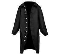 American Colonial Costume Boys Medieval Coat Historical Costume for Child (16, Black)