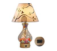 American Country Style Bedroom Bedside Counter Lamp Home Life Glass Table Lamp Modern USB Lamp for Living Room Office Family (Color : D) (C)