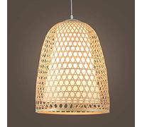American Country Woven Bamboo Chandelier Light Nordic Personality Restaurant Hanging Ceiling Light with Fabric Lampshade Coffee Shop Single Head E27 Suspension Lights