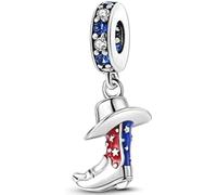 American Cowboy Boots and Cowboy Hat Charm 925 Silver Compatible with Pandora Charms, Trollbeads, Chamilia, Biagi and Many Other UK Charm Bracelets.