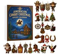 American Cowboy Christmas Advent Calendar 2025 - 24 Days of Western Holiday Fun with Rustic Cowboy Ornaments, Advent Calendars, Festive Holiday Decor for Home, Tree & Gift