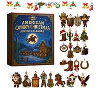 American Cowboy Christmas Advent Calendar 2025, 24 Days of Western Holiday Fun with Rustic Cowboy Ornaments, Festive Countdown Calendar for Home, Tree & Gift (#1pc)