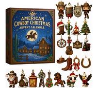 American Cowboy Christmas Advent Calendar 2025 - 24 Days of Western Holiday Fun with Rustic Cowboy Ornaments, Advent Calendars, Festive Holiday Decor for Home, Tree & Gift