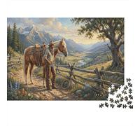 American Cowboy Premium 1000 Pieces Thick Cardboard Puzzle Western Horse for Kids 12+ Anxiety Relief Indoor Activity Idea 70x50cm/1000pcs