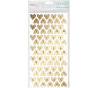American Crafts Dear Lizzy Fine and Dandy Thickers Alpha Stickers 5.5x11-Sparkling Hearts/Gold Foiled Chipboard