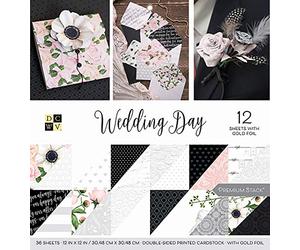 American Crafts Die Cuts with a View Card Stock 12x12 Wedding Day 18 Designs, Double Sided Craft Paper Arts Crafts Supplies Decorative Paper Colored Card Stock for Printer