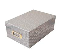 American Crafts Photo Box Gray Geo with Rose Gold Foil 11x7.4x4.3 Photo Storage & Organizer Photo Album Box File Storage Scrapbooking Box Memory Box
