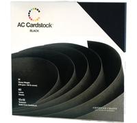 American Crafts Textured Cardstock Pack 12"X12" 60/Pkg-Solid Black