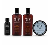 American Crew 4pc Travel Grooming Kit Men Shampoo Conditioner Shave Gel Fiber