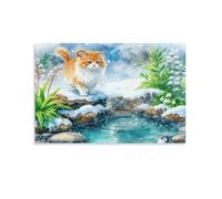 American Curl Cat Canvas Wall Art Snow Flowers Print On Canvas Modern Artwork for Bedroom, Living Room, Or Kitchen Wall Decor Gift 20x30inch(50x75cm)