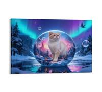 American Curl Cat Canvas Wall Art Snowy Mountain Castle Print On Canvas Modern Artwork for Bedroom, Living Room, Or Kitchen Decoration Gift 20x30inch(50x75cm)