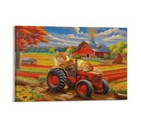 American Curl Cat Canvas Wall Art Tractor Farm Print On Canvas Modern Artwork for Bedroom, Living Room, Or Kitchen Home Decor Gift 16x24inch(40x60cm)