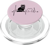 American Curl Cat Heartbeat Line Love Cat Owner Pet Lover PopSockets PopGrip for MagSafe