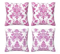 American Cushion Covers 30 x 30 cm Pack of 4 Velvet Cushion Cover Soft Small Sofa Cushions 12 x 12 Inch Square Pink Flowers Throw Pillow Cases for Sofa Livingroom Bedroom Farmhouse Decor -LI521