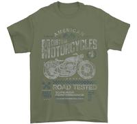 American Custom Motorcycles Motorbike Biker Mens T-Shirt 100% Cotton Military Green L