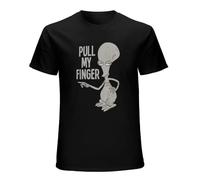 American Dad Roger Pull My Finger Licensed Adul Men Summer Fashion Male Tee-Shirt Cotton Tops Short Sleeve T-Shirt Black XXXL