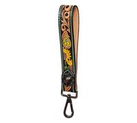 American Darling Hand Tooled Genuine Leather Handle Strap for Wristlet Bag Phone Wrist Keychain Wallet Purse Clutch Cellphone, Tan/Black, 15in (L) X 1.25in (W)