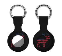 American Deer Hunter Patriotic US Flag Keychain Holder Case Compatible with AirTag Waterproof Silicone Shell Protective Case 1PCS