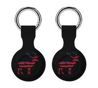 American Deer Hunter Patriotic US Flag Keychain Holder Case Compatible with AirTag Waterproof Silicone Shell Protective Case 2PCS