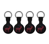 American Deer Hunter Patriotic US Flag Keychain Holder Case Compatible with AirTag Waterproof Silicone Shell Protective Case 4PCS