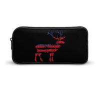 American Deer Hunter Patriotic US Flag Large Pencil Case Big Capacity Pencil Pouch Pen Bag Marker Pen Case for Women Men