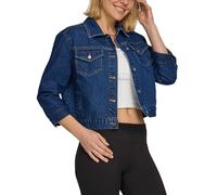 American Denim 3/4 Sleeve Denim Jacket for Women, Button Up Short Sleeve Jackets for Women, Womens Cropped Denim Jacket, Indigo, M