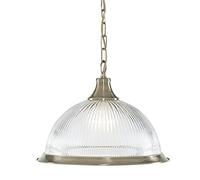 American Diner Single Pendant Glass Antique Brass Finish. 60 Watt Bulb